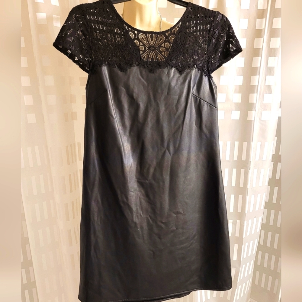 Faux Leather & Lace Dress